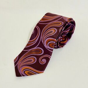Mens TED BAKER London Silk Swirly Necktie Tie Purple Orange Business Office USA